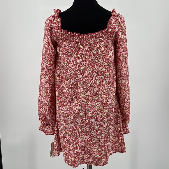 Bebop NWT Floral Peasant Style Mini Dress Sz. XS - Picture 2 of 11
